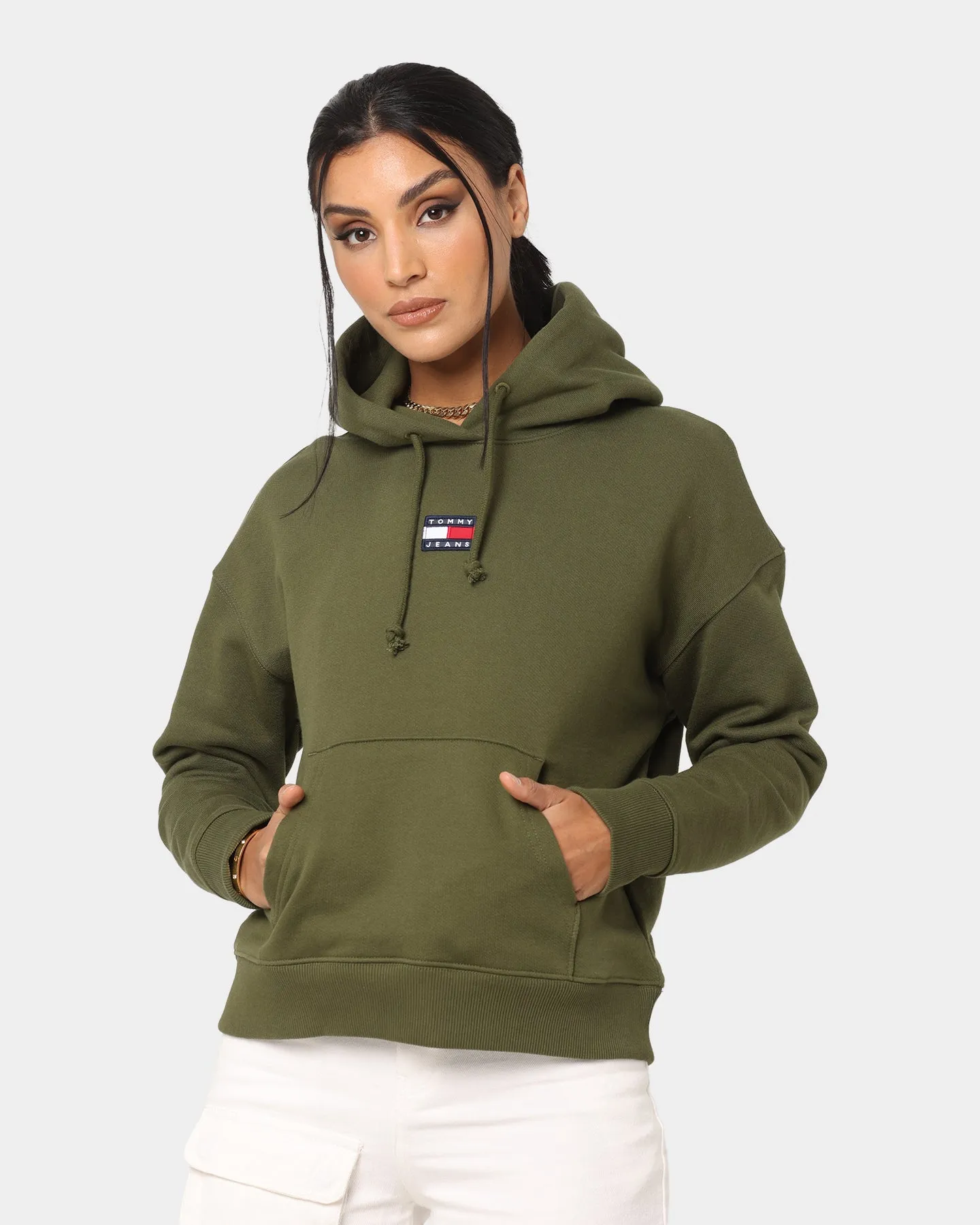 Tommy Jeans Women's Center Badge Hoodie Northwood Olive