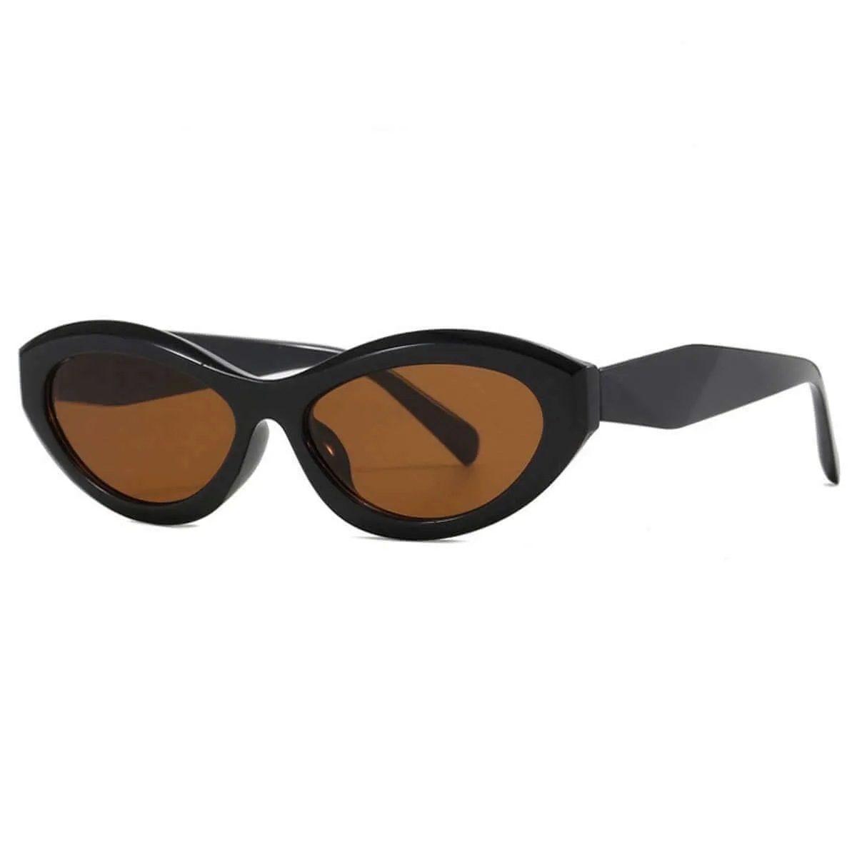 Trendy Oval Sunglasses - Brown