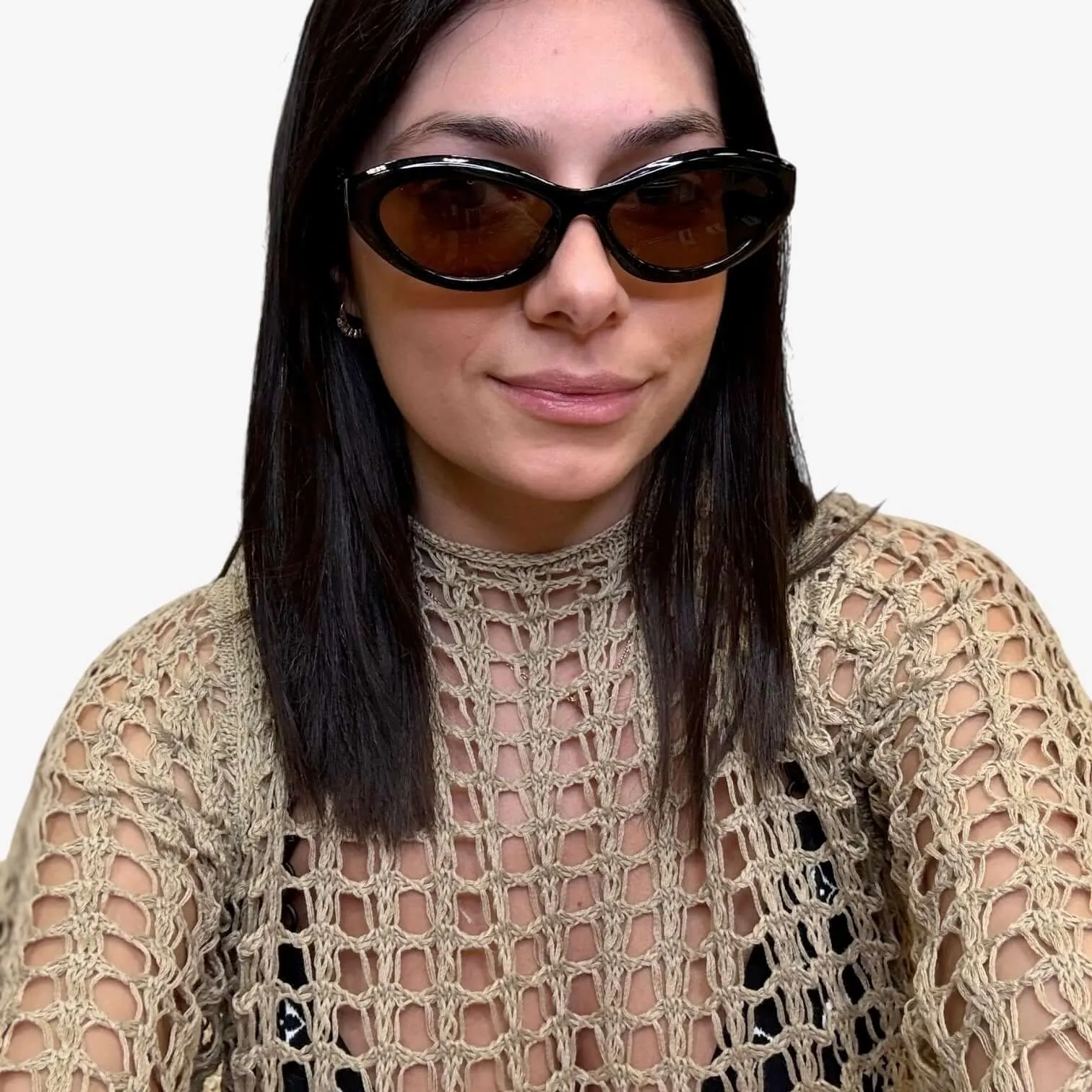 Trendy Oval Sunglasses - Brown