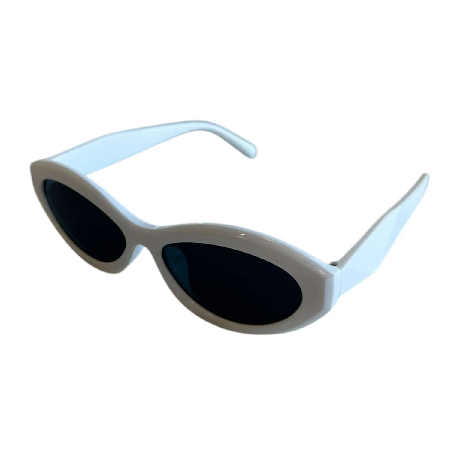 Trendy Oval Sunglasses - White