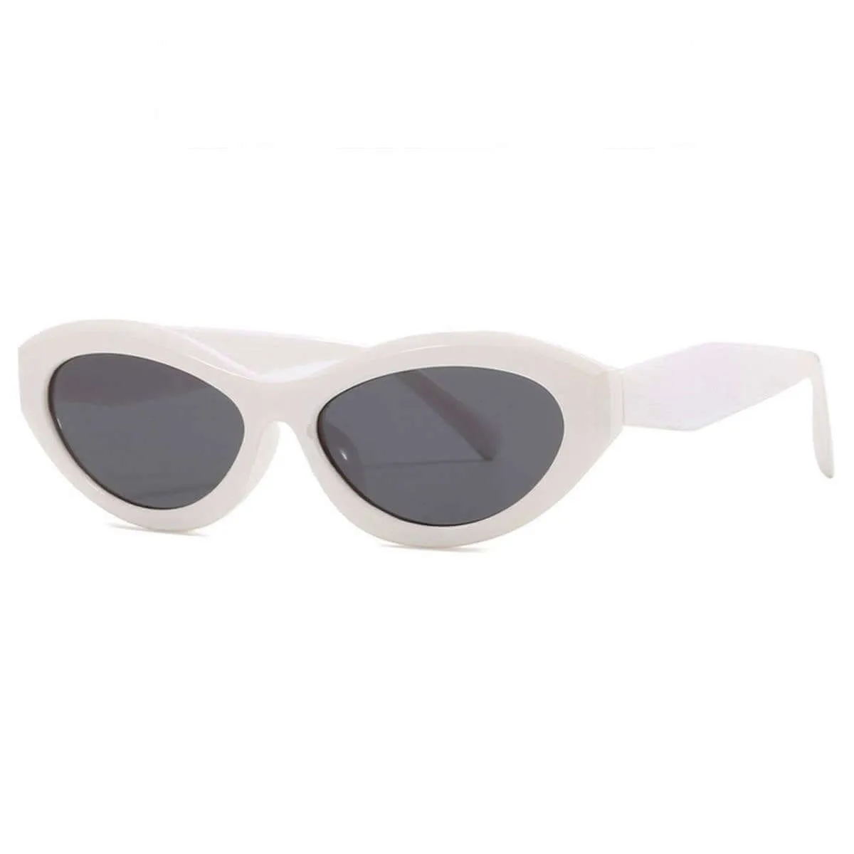 Trendy Oval Sunglasses - White