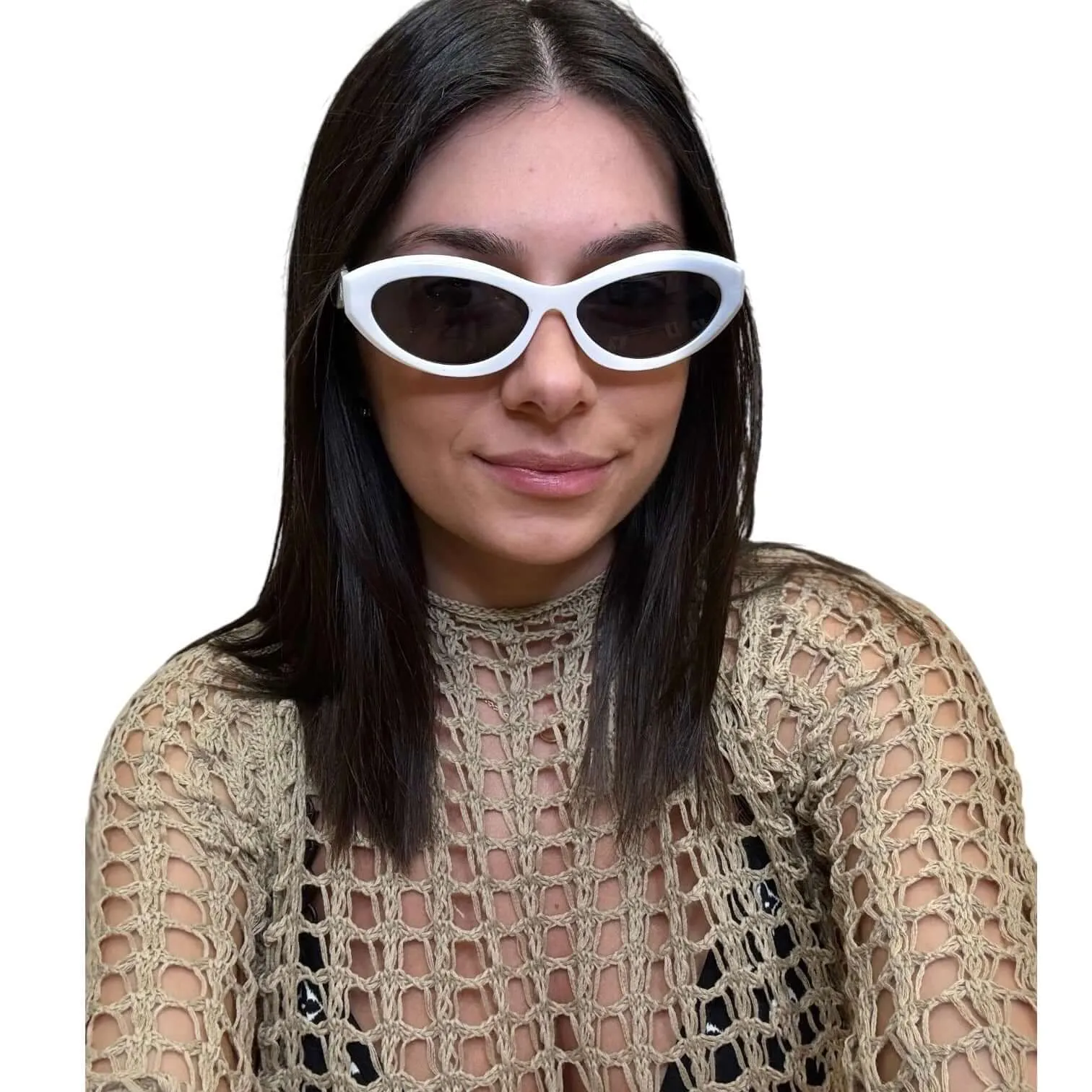 Trendy Oval Sunglasses - White