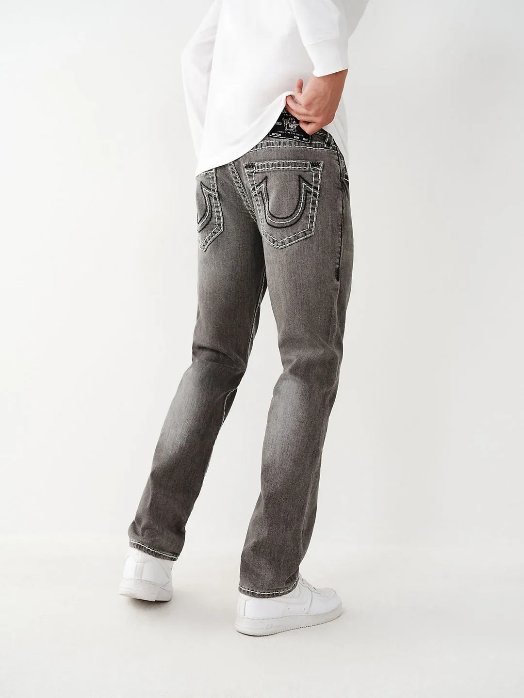 True Religion Mens Super T Geno Skinny Fit Grey Mid Rise Jeans