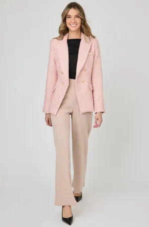 Tweed Double Breasted Blazer with Gold Buttons