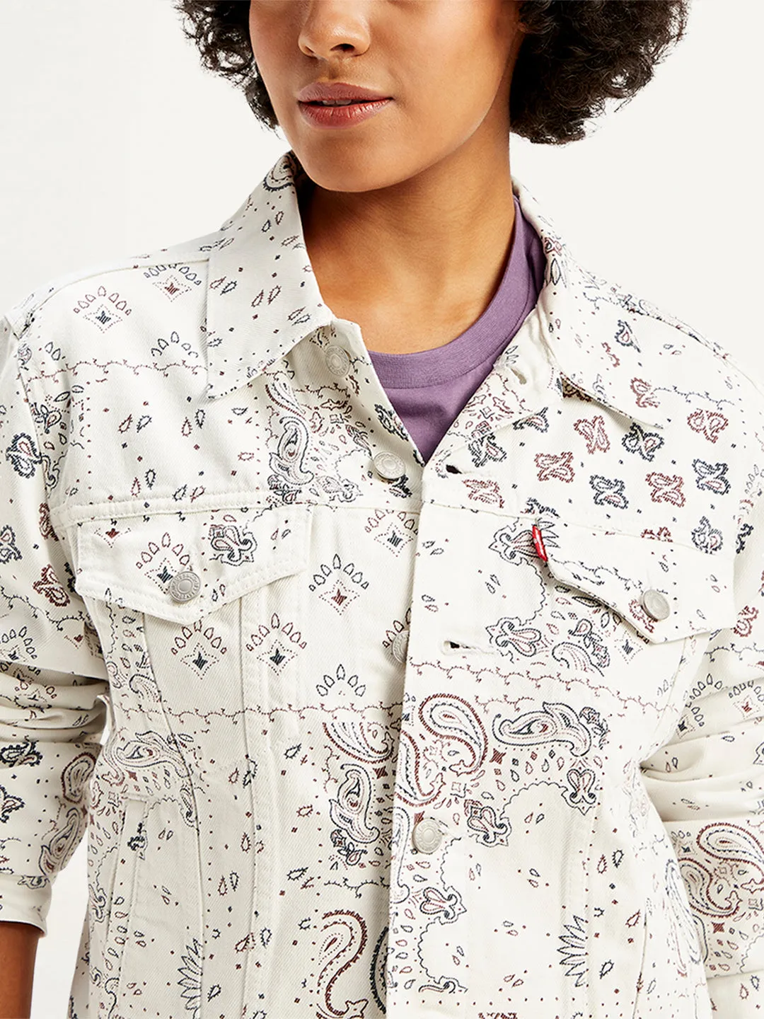 Women's Printed White Jacket