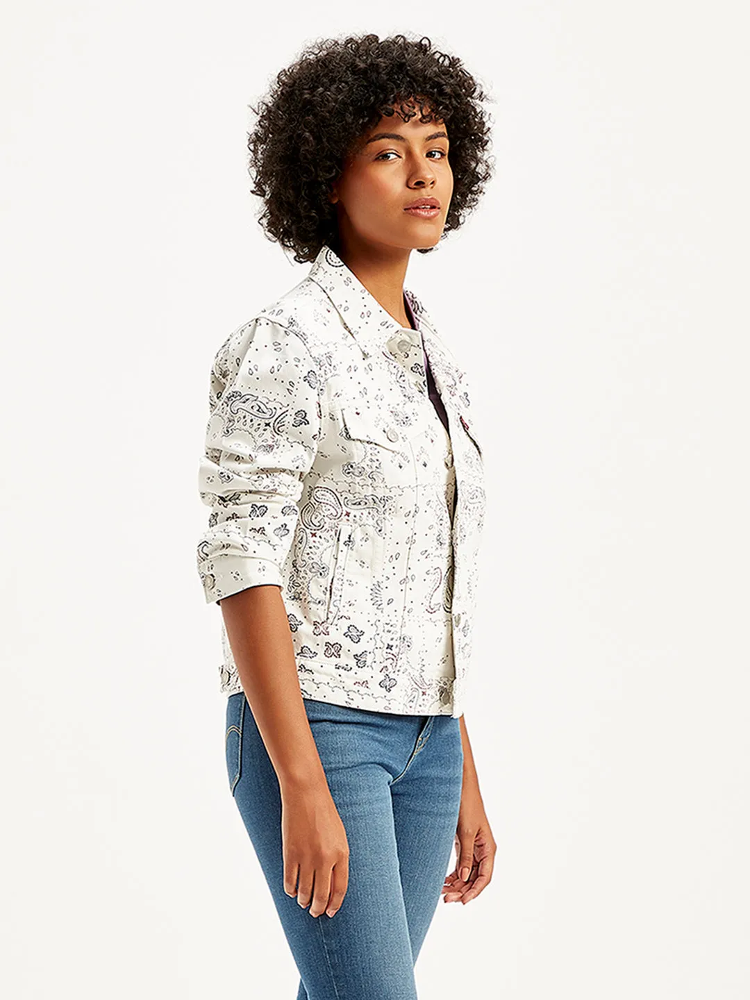 Women's Printed White Jacket